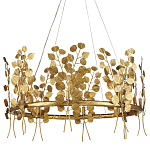 Люстра круглая золотая с декором в виде веток эвкалипта Eucalyptus Branches варинант исполнения - 1 | Loft Concept в Краснодаре