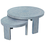 Комплект журнальных столов с инкрустацией Stripes Set of two tables blue варинант исполнения - 1 | Loft Concept в Краснодаре