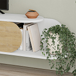 ТВ-тумба подвесная белая с полкой и откидной дверцей цвета древесины TONE TV STAND WHITE варинант исполнения - 4 | Loft Concept в Краснодаре