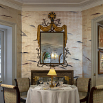 Обои ручная роспись Fishes Blue Pearl on Tarnished Silver gilded silk with pearlescent antiquing варинант исполнения - 6 | Loft Concept в Краснодаре