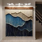 Текстильный Арт-объект на стену ручной работы из веревок Blue Mountains варинант исполнения - 2 | Loft Concept в Краснодаре
