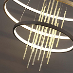 Люстра подвесная с 3-мя круглыми подвесами в черном и золотистом цвете и вертикальными подвесками Ring Horizontal варинант исполнения - 3 | Loft Concept в Краснодаре