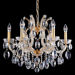 Люстра подвесная с 6-ю лампочками и прозрачными хрустальными подвесками на основании золотого цвета Crystal lamps варинант исполнения - 1 | Loft Concept в Краснодаре