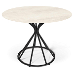 Стол обеденный с круглой керамической столешницей песчаного цвета Sand Ceramics варинант исполнения - 1 | Loft Concept в Краснодаре