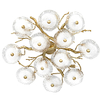 Потолочная люстра круглая ветвистыми бронзовыми элементами и стеклянными рифлеными дисками Textured Glass Chandelier варинант исполнения - 1 | Loft Concept в Краснодаре