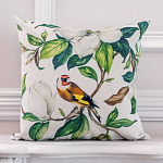 Декоративная подушка бежевая с изображением птица в саду Blooming Birds варинант исполнения - 2 | Loft Concept в Краснодаре