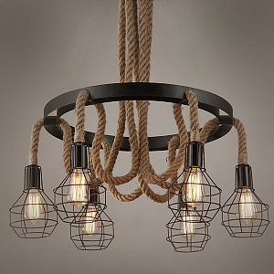 Люстра Loft Rope Chandelier cage VI