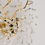 Бра золотого цвета с декоративными ветвями и прозрачными подвесками в форме листьев Droplet Chandelier варинант исполнения - 6 | Loft Concept в Краснодаре