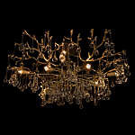 Потолочная люстра в виде ветвей деревьев золотого цвета с прозрачными подвесками-каплями Droplet Chandelier варинант исполнения - 4 | Loft Concept в Краснодаре