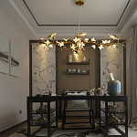 Люстра в виде золотой ветки с цветами и птичками Marvelous Garden варинант исполнения - 5 | Loft Concept в Краснодаре