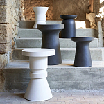 Приставной стол из искусственного камня Chess White варинант исполнения - 3 | Loft Concept в Краснодаре