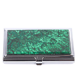 Визитница карманная металлическая с накладкой из натурального камня Малахит Stone Business Card Holders  варинант исполнения - 1 | Loft Concept в Краснодаре