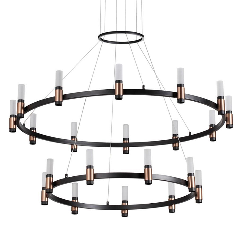 Люстра подвесная с двумя круглыми ярусами и цилиндрическими плафонами Arnaut Light Черный Белый в Краснодаре | Loft Concept 