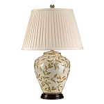 Настольная лампа с фарфоровым основанием бежевого цвета с рисунком и плиссированным абажуром на темной подставке Elstead Lighting варинант исполнения - 6 | Loft Concept в Краснодаре