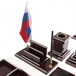 Настольный письменный набор из природного камня обсидиана с декором в виде Коня Team leader варинант исполнения - 5 | Loft Concept в Краснодаре