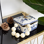 Фарфоровая шкатулка с бронзовой стрекозой Blue and White варинант исполнения - 7 | Loft Concept в Краснодаре