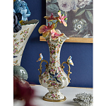 Ваза белого цвета из фарфора с цветочным рисунком и бронзовыми ручками с фигурками птиц Eden Garden porcelain and bronze варинант исполнения - 2 | Loft Concept в Краснодаре