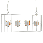 Люстра белая прямоугольная с абажурами в виде цветков тюльпана White Tulips варинант исполнения - 2 | Loft Concept в Краснодаре