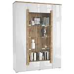 Шкаф-витрина с белым глянцевым фасадом 4-х дверная Grace of Furniture варинант исполнения - 1 | Loft Concept в Краснодаре