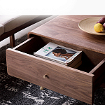 Кофейный стол из дерева с ящиком и нишей для хранения Coffee Walnut Table варинант исполнения - 7 | Loft Concept в Краснодаре