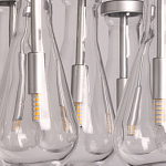 Люстра с 7-ю прозрачными плафонами из стекла в форме капли на круглом потолочном основании цвета хром Lucid Rain  варинант исполнения - 9 | Loft Concept в Краснодаре