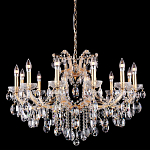 Люстра подвесная с 12-ю лампочками и прозрачными хрустальными подвесками на основании золотого цвета Crystal lamps варинант исполнения - 1 | Loft Concept в Краснодаре