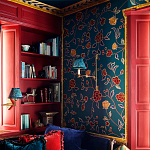 Обои с вышивкой ручной работы Flora Rio colourway on Liso Pine wool sateen варинант исполнения - 1 | Loft Concept в Краснодаре