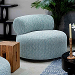 Дизайнерское круглое мягкое кресло в голубой пестрой обивке Roux Round Armchair варинант исполнения - 5 | Loft Concept в Краснодаре