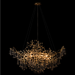 Подвесная люстра в виде ветвей деревьев золотого цвета с прозрачными подвесками-каплями 10 и 14 ламп Droplet Chandelier варинант исполнения - 2 | Loft Concept в Краснодаре