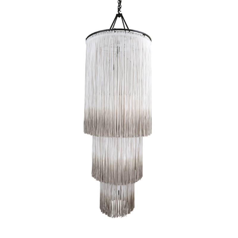 Люстра круглая трехъярусная из бахромы Milk Gradient Braided Fringe Молочный Люстра круглая трехъярусная из бахромы Milk Gradient Braided Fringe Молочный в Краснодаре | Loft Concept