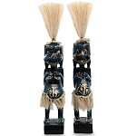 Комплект из 2-х деревянных статуэток Asmat Straw Headdress Statuettes Dark Blue варинант исполнения - 1 | Loft Concept в Краснодаре