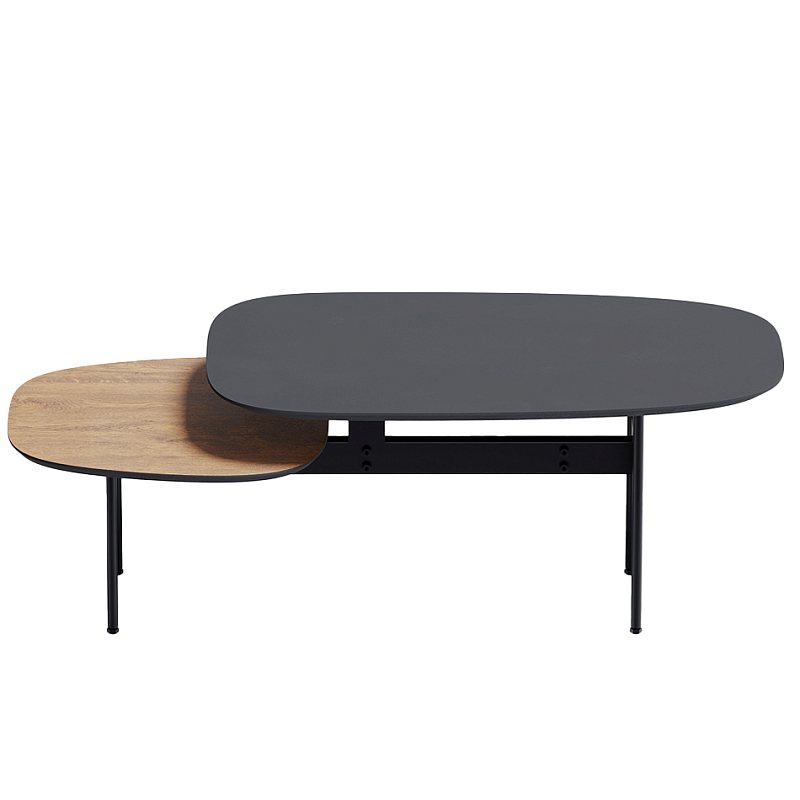 Step журнальный столик из натурального дуба и металла Черный Светлый дуб в Краснодаре | Loft Concept 