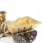 Икорница со стопками с декором "Рыбак с санями" с гравировкой на подставке из натуральных камней Агат Мрамор Decorative Cavair Dishes варинант исполнения - 6 | Loft Concept в Краснодаре