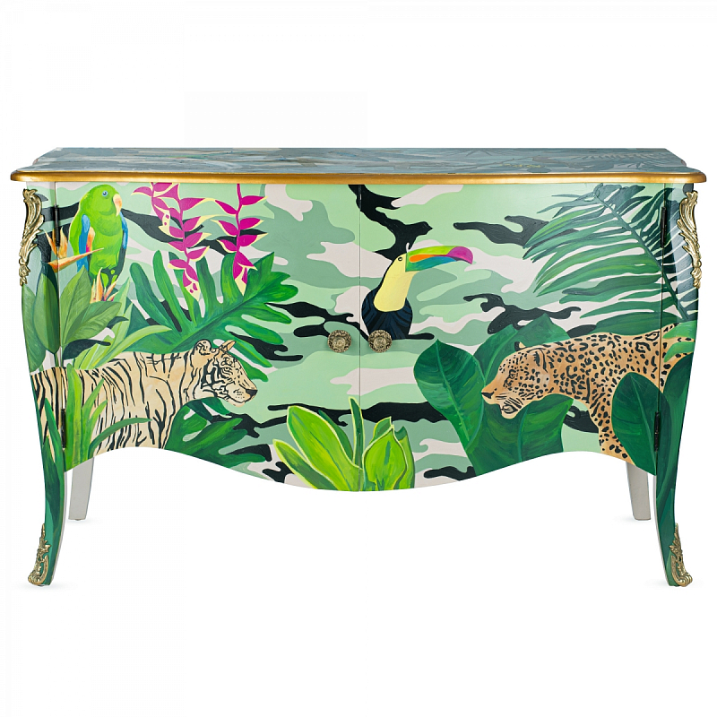 Комод L.XV DRESSER Flowers Jungle Серебряный Зеленый в Краснодаре | Loft Concept 