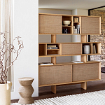 Приставной стол с отделкой из джута Juti D30 см варинант исполнения - 7 | Loft Concept в Краснодаре