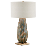 Настольная лампа с фактурным корпусом и тканевым абажуром Smooth Peaks варинант исполнения - 3 | Loft Concept в Краснодаре