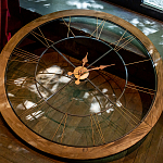 Часы настенные деревянные с римскими цифрами бронзового цвета Clock with History варинант исполнения - 3 | Loft Concept в Краснодаре