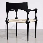 Стул дизайнерский с плетеным сидением Kronos Dining Chair Black варинант исполнения - 5 | Loft Concept в Краснодаре