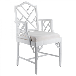 White Chippendale Arm Chair