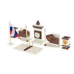 Настольный письменный набор из мрамора и лемезита с гербом и флагом России Marble Accessory варинант исполнения - 2 | Loft Concept в Краснодаре
