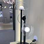 Настольная лампа с тремя прозрачными куполообразными плафонами и черным металлическим основанием Flos Wireline Lighting варинант исполнения - 4 | Loft Concept в Краснодаре