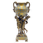 Ваза голубого цвета из фарфора с золотым растительным орнаментом и бронзовыми фигурками женщин Eden Garden porcelain and bronze варинант исполнения - 2 | Loft Concept в Краснодаре