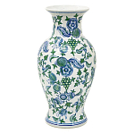 Ваза с зелено-голубым цветочным узором на белом фоне 47 см Blue & White Ornament варинант исполнения - 1 | Loft Concept в Краснодаре