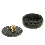 Шкатулка из натурального камня змеевик с фигуркой льва Stone Casket варинант исполнения - 3 | Loft Concept в Краснодаре