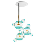 Люстра подвесная с прозрачными бирюзовыми стеклянными шарами и круглым основанием 3 лампы Giopato & Coombes варинант исполнения - 3 | Loft Concept в Краснодаре