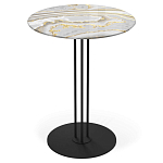 Стол журнальный с круглой столешницей из стекла Gray and Gold Marble варинант исполнения - 1 | Loft Concept в Краснодаре