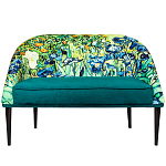 Диван двухместный из натурального бука зеленый с цветочным принтом Impressionism in Art варинант исполнения - 1 | Loft Concept в Краснодаре