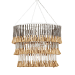 Люстра трехъярусная с декором из круглых деревянных бусин с кисточками Gray Brown Wooden Beads Chandelier варинант исполнения - 2 | Loft Concept в Краснодаре