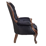 Кресло с мягкой обивкой из черного велюра на 4-х деревянных ножках Evelyn Classical Armchair варинант исполнения - 2 | Loft Concept в Краснодаре