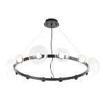 Люстра подвесная круглая с 12-ю прозрачными куполообразными плафонами и черным металлическим основанием Flos Wireline Lighting варинант исполнения - 3 | Loft Concept в Краснодаре